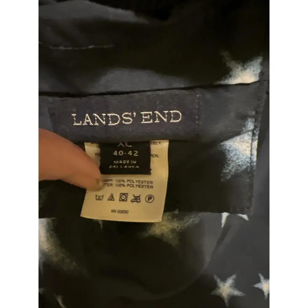 Lands End Men's Swim Short Trunks Sz XL Blue, Red, White Stars Liner & Pockets